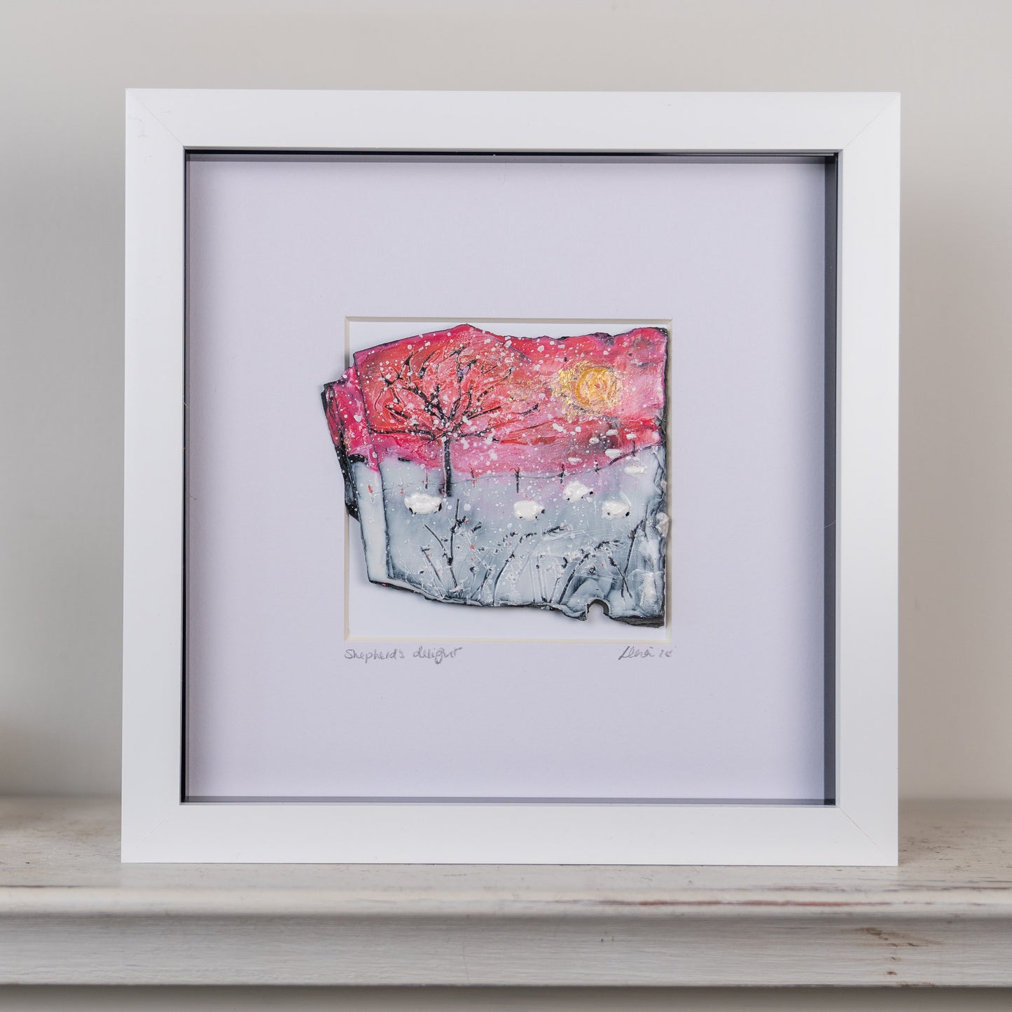 Louise Carrie : Original Wax on Slate Painting, Shepherd's Delight