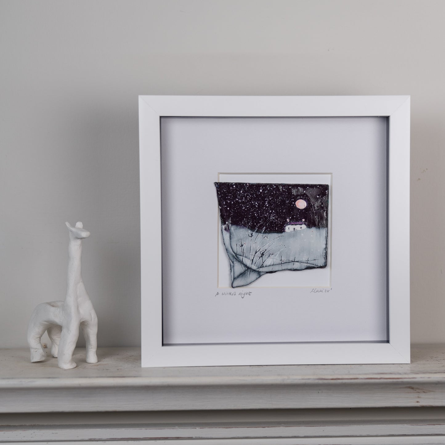 Louise Carrie: Original Wax on Slate Painting, A Winter's Night