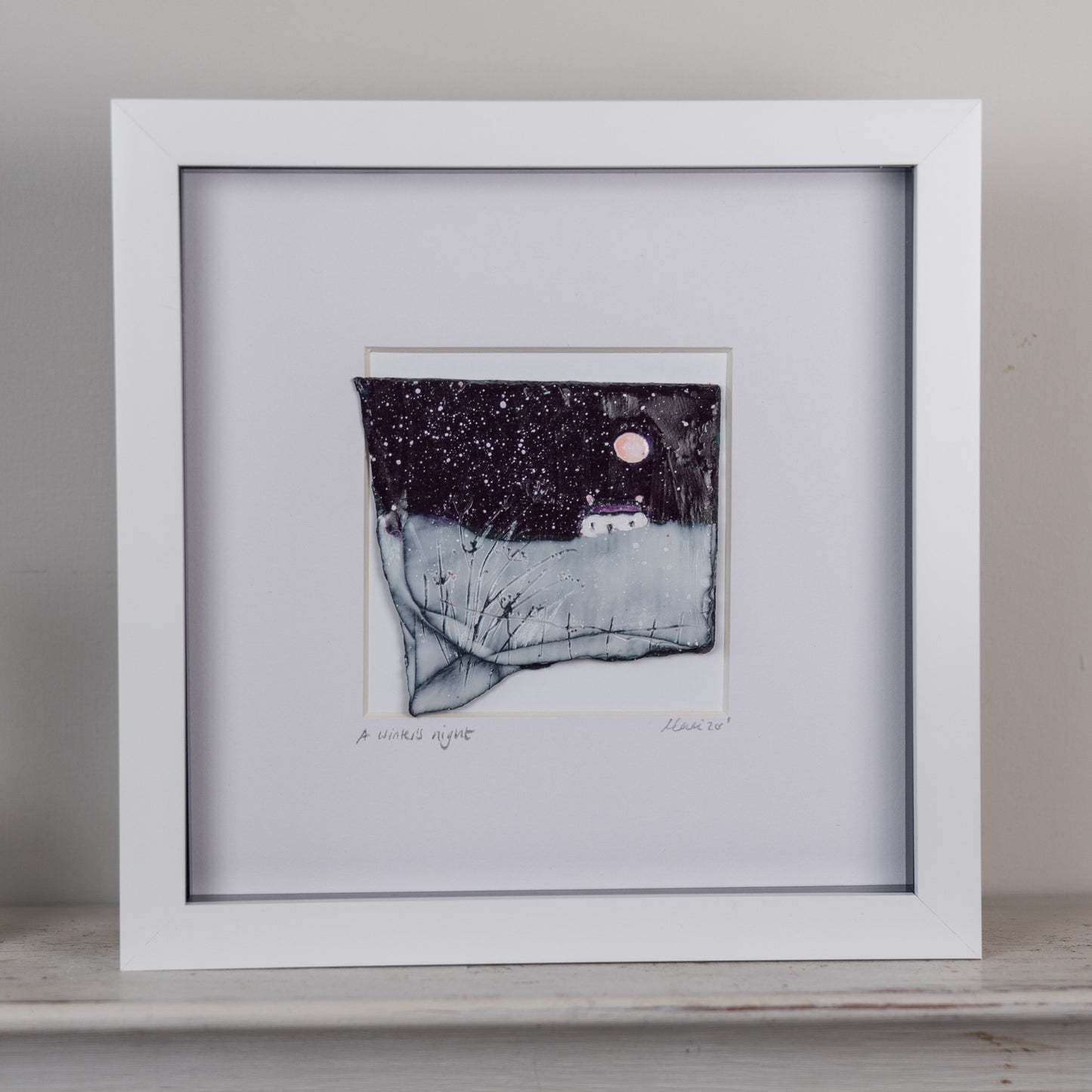 Louise Carrie: Original Wax on Slate Painting, A Winter's Night