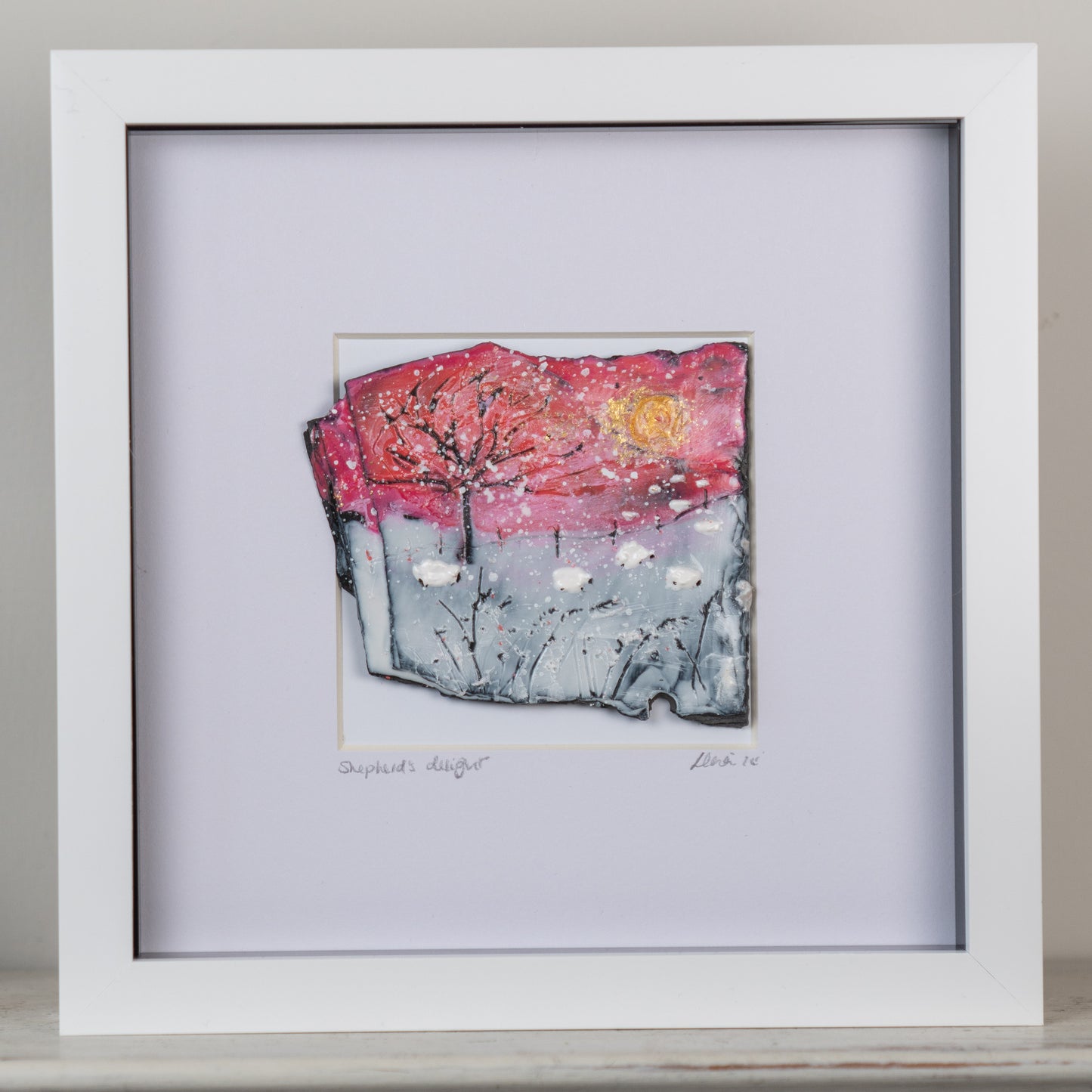 Louise Carrie : Original Wax on Slate Painting, Shepherd's Delight