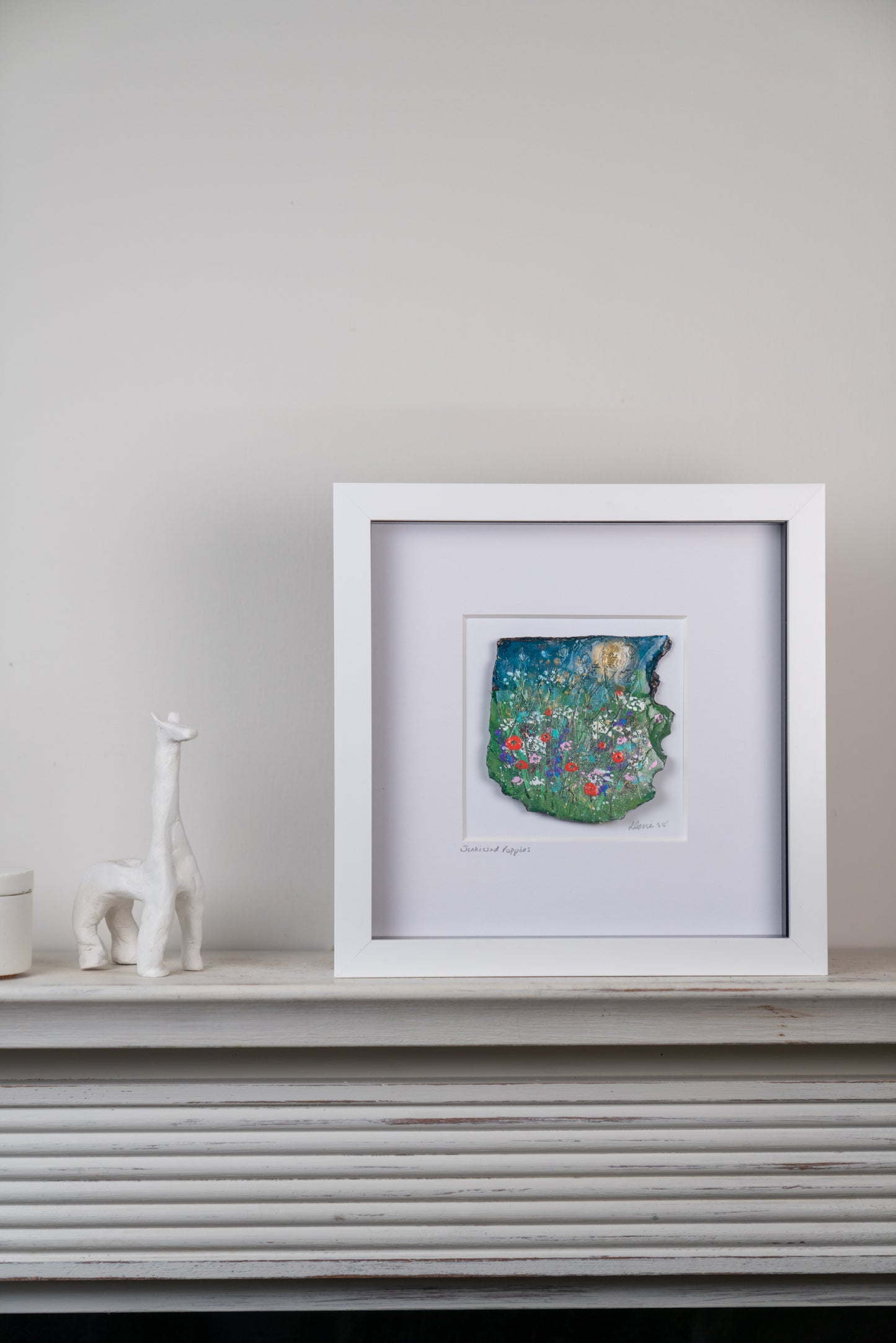Louise Carrie : Original Wax on Slate Painting, Sunkissed Poppies