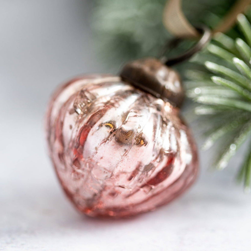 Rose Quartz Crackle - Set of 6 Mini Baubles