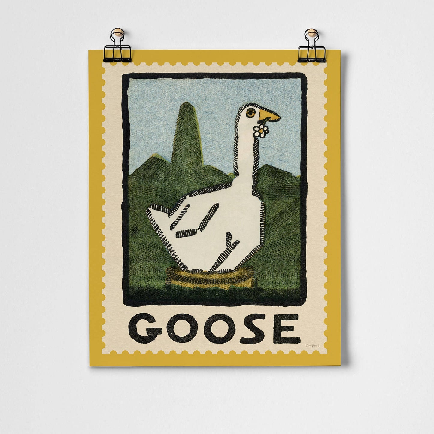 Goose Vintage Stamp Fine Art Print A3