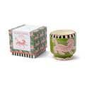 Paddywax A Dopo  Black Cedar and Fig candle. Hand painted ceramic tiger design and matching packaging on a white background