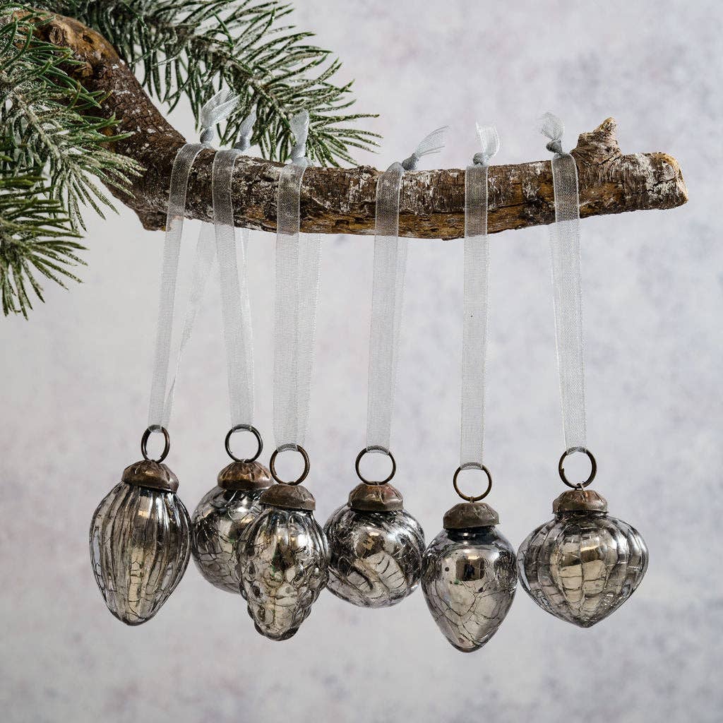 Slate Crackle - Set of 6 Mini Baubles