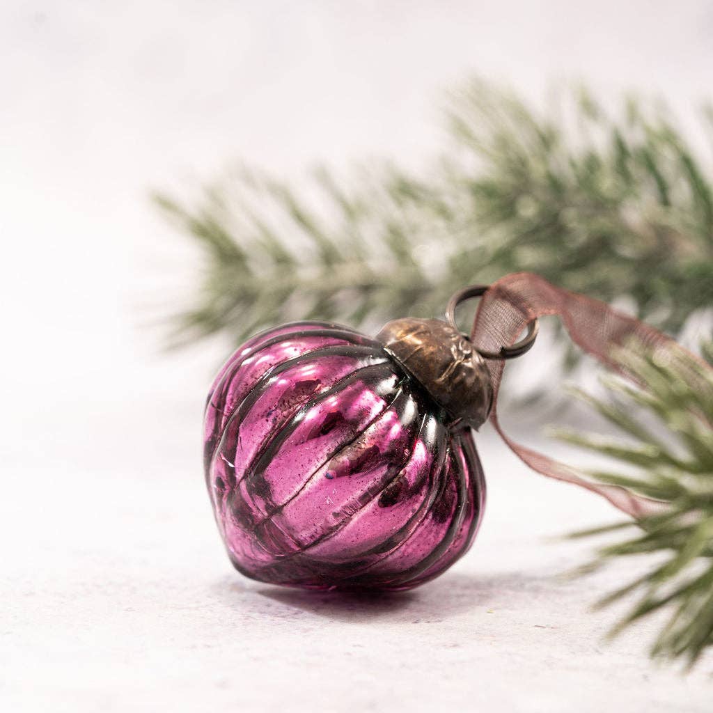 Mulberry Crackle - Set of 6 Mini Baubles