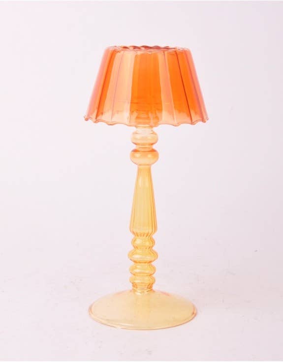 Lamp-Style Glass Tealight Holder Orange/Yellow