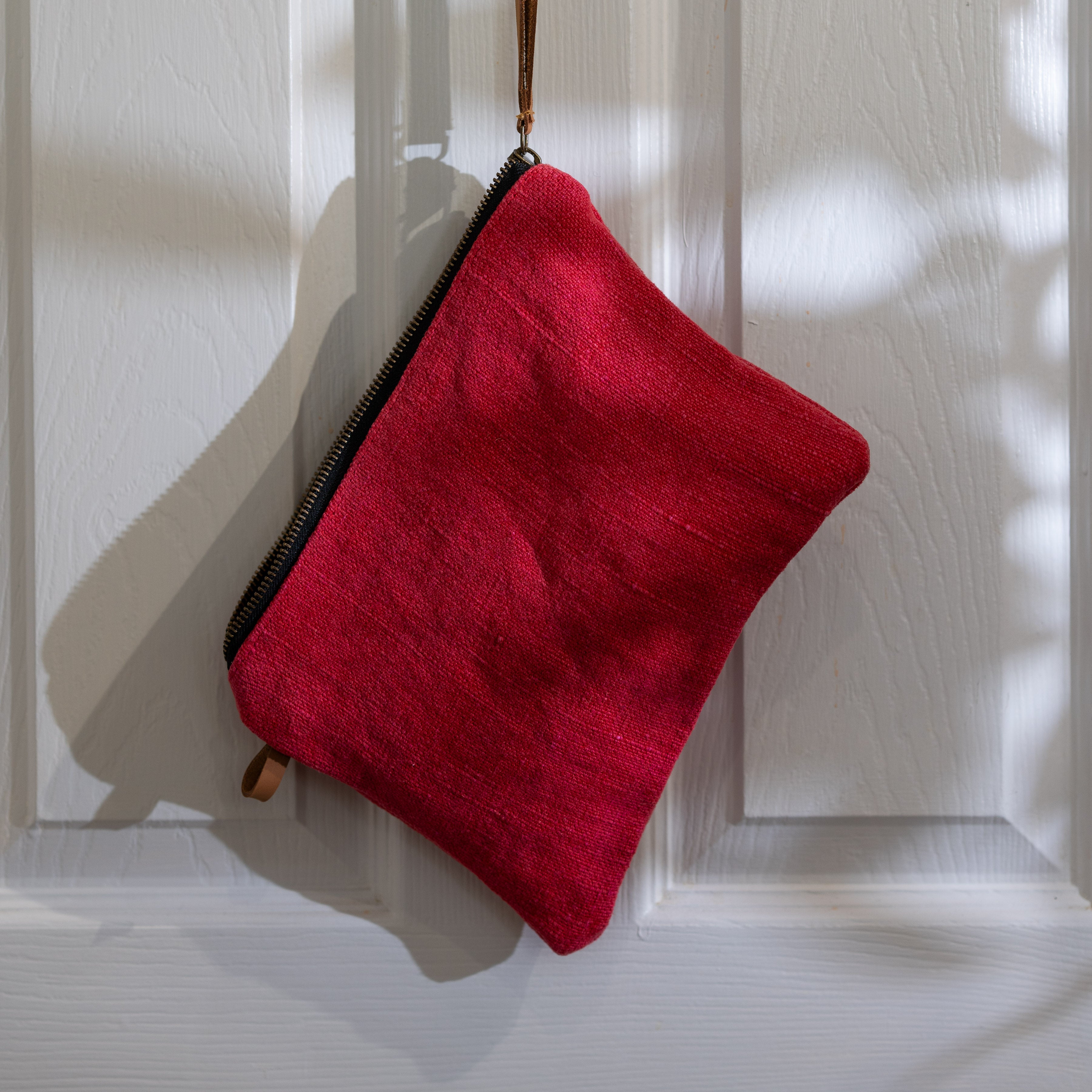 Soft Jute Pouch: Cherry red