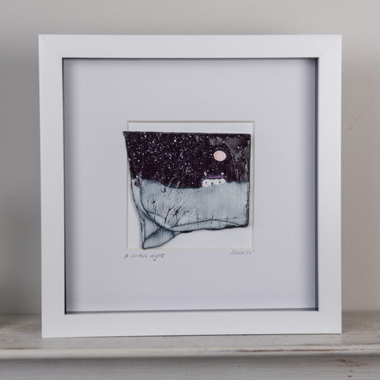 Louise Carrie: Original Wax on Slate Painting, A Winter's Night
