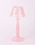Lamp-Style Glass Tealight Holder in Light Pink on white background.