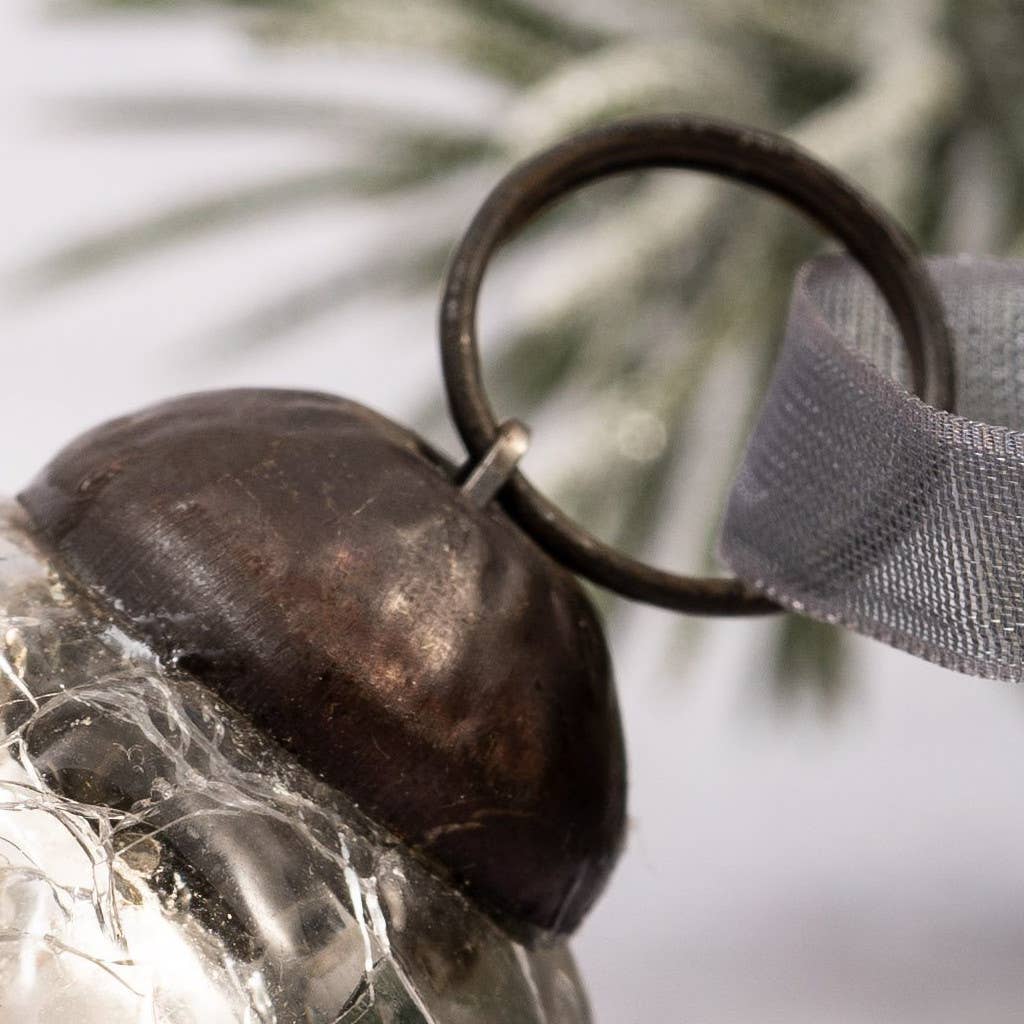 Silver Crackle - Set of 6 Mini Baubles