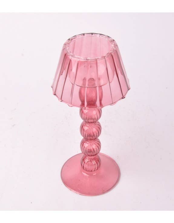 Multi Ball Lamp-Style Glass Tealight Holder in Dusky Pink close up from above.