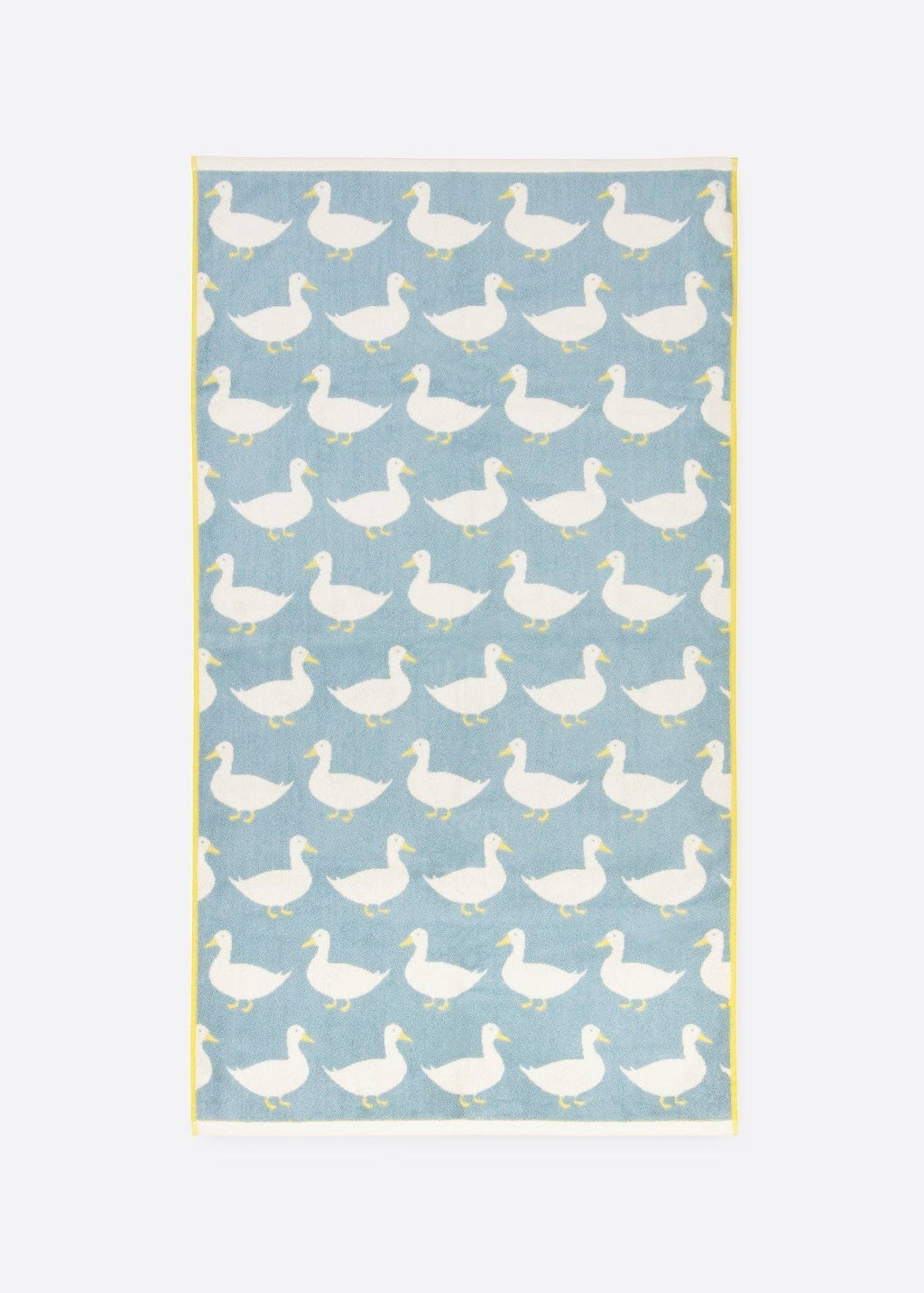 Hand towel with duck pattern on a light blue background - perfect gift for a new home owner or wedding homeware gift.