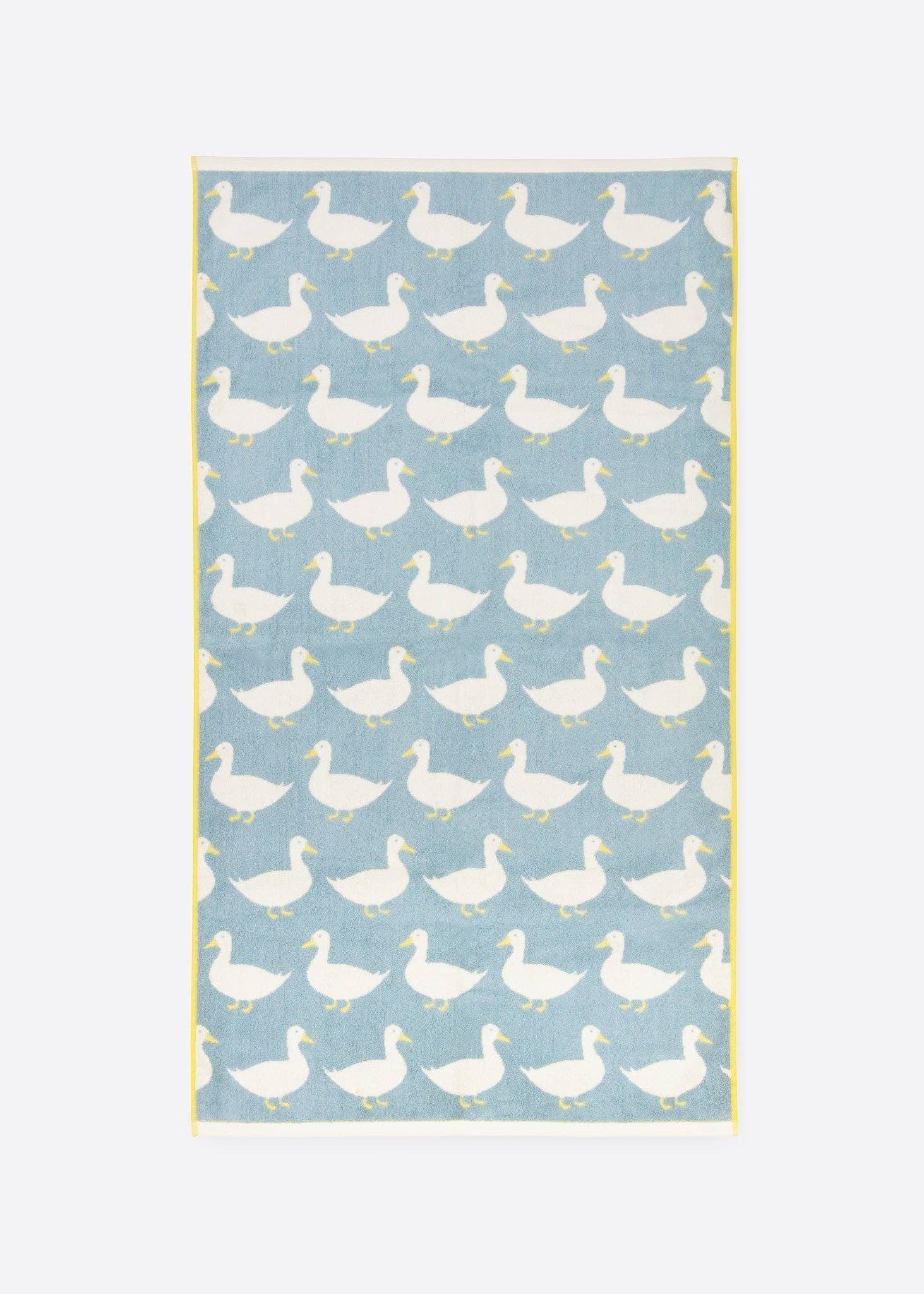 Hand towel with duck pattern on a light blue background - perfect gift for a new home owner or wedding homeware gift.