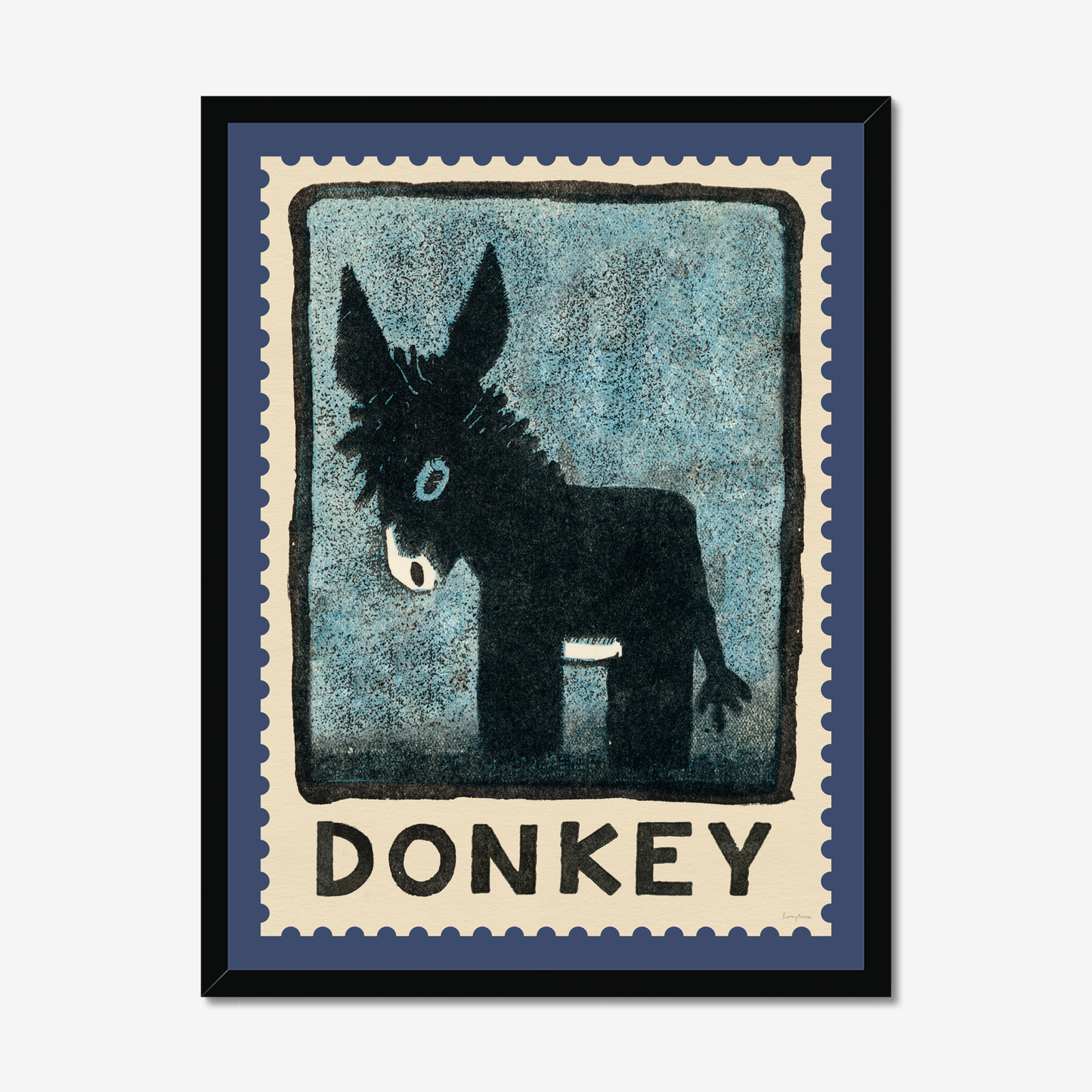 Donkey, Vintage Stamp Fine Art Print: A3